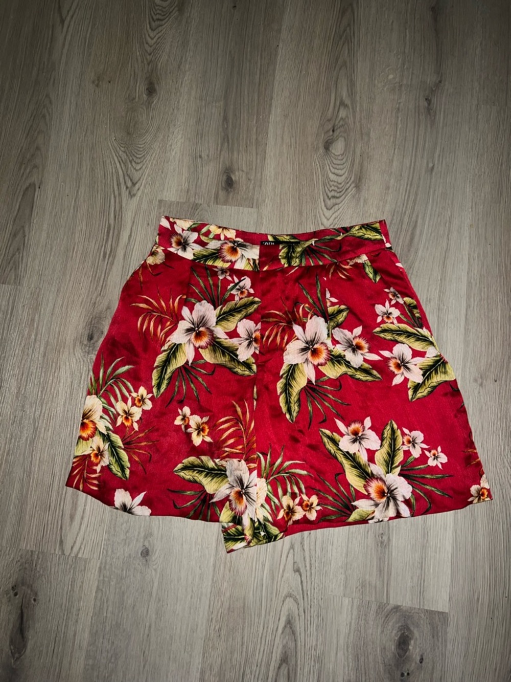 Zara Floral Satin Shorts Size L